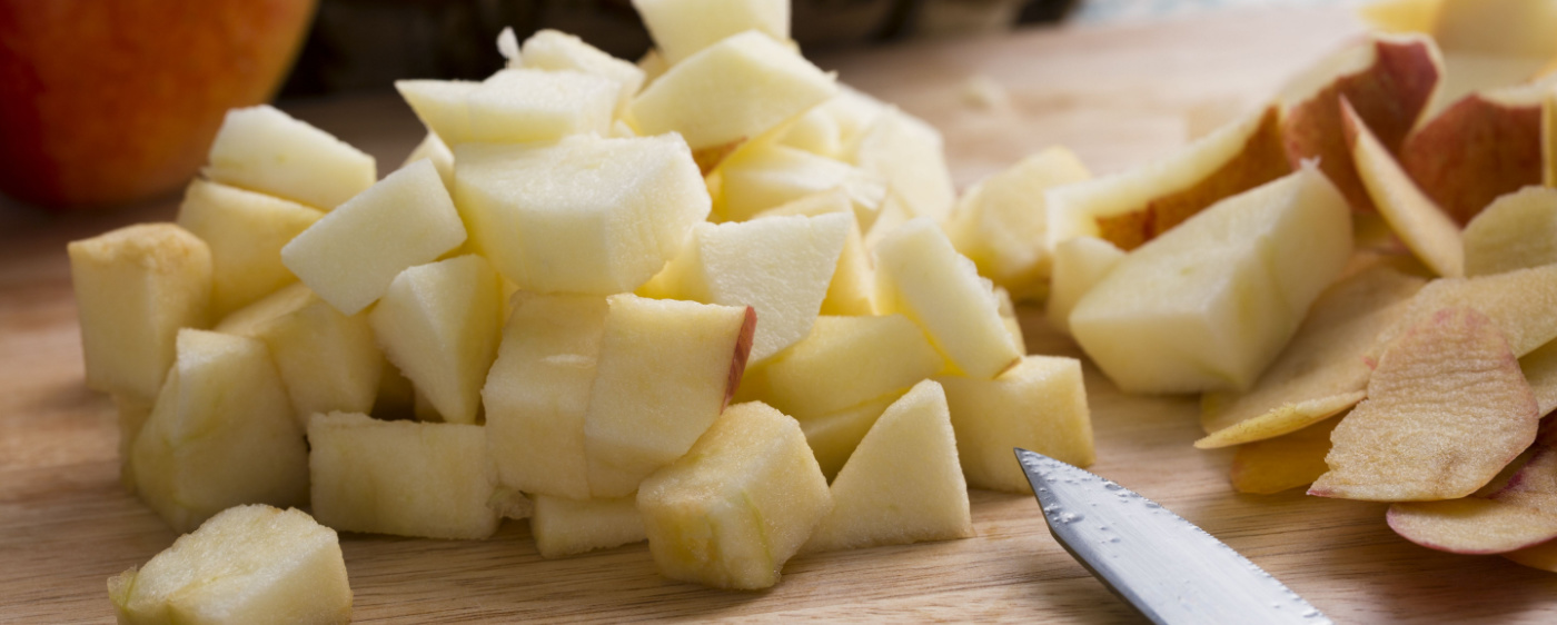 Chopping apples to go into fall salad.