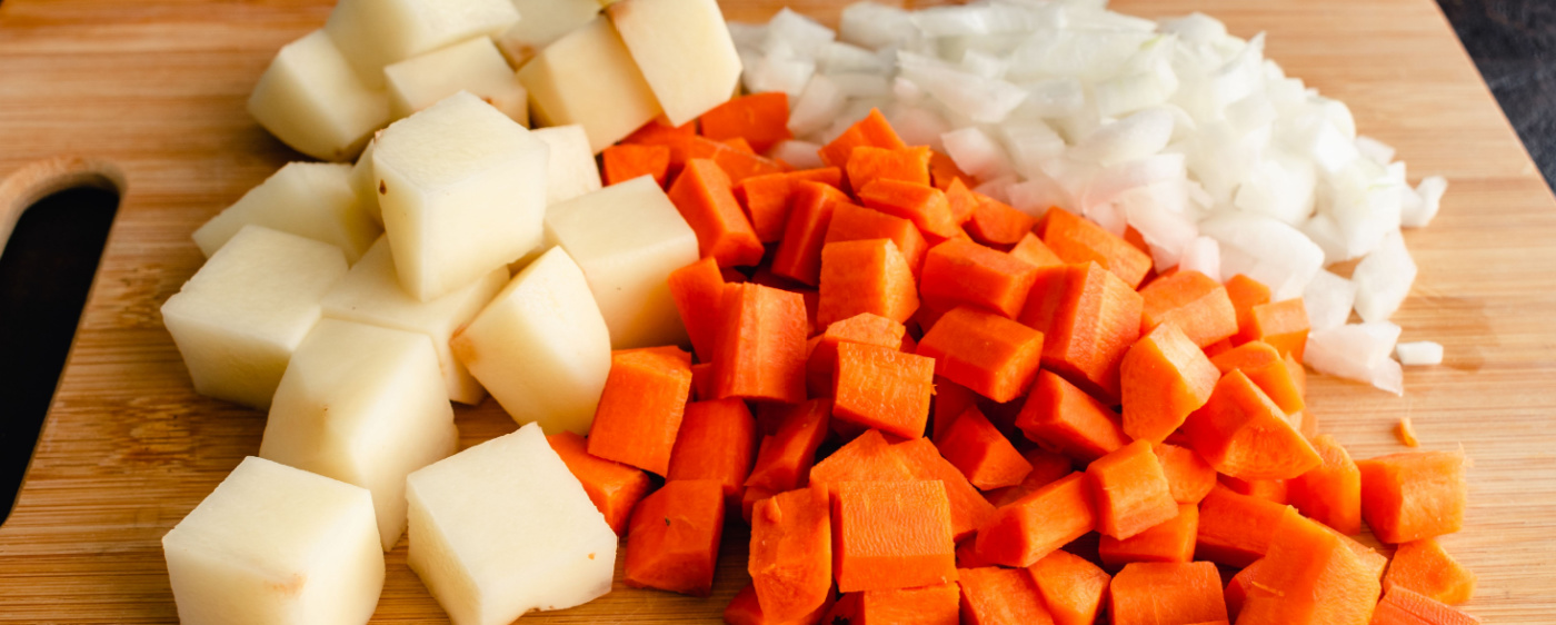 Veggies for loaded potato soup.