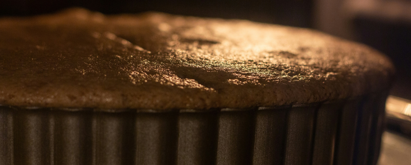 Amish vanilla pie baking in the oven.