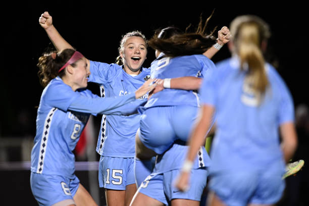 The North Carolina Tar Heels celebrate a first half of the game goal by Aleigh Gambone of North Carolina Tar Heels against the Florida State...