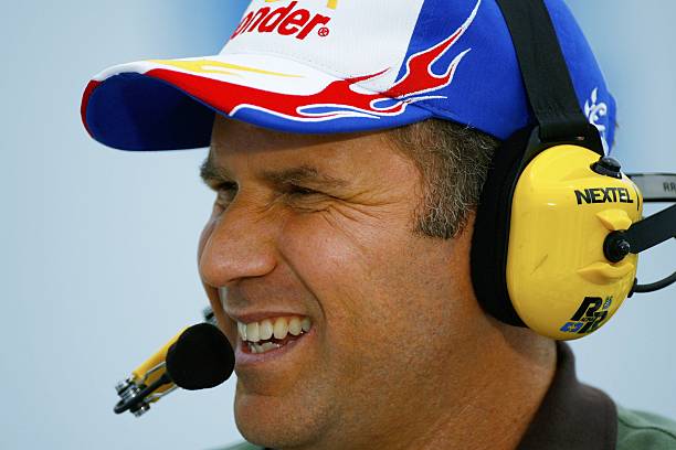 Will Ferrell speaks during a press junket promoting his new film "Talladega Nights: The Ballad of Ricky Bobby" before practice for the NASCAR Nextel...