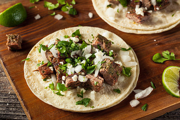 homemade carne asada street tacos - carne asada meat with lime stock pictures, royalty-free photos & images