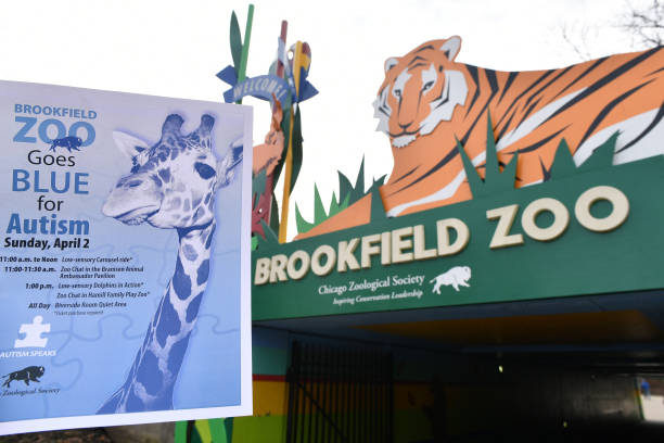 Autism Speaks Light It Up Blue - Zoos Go Blue at Brookfield Zoo on April 2, 2017 in Brookfield, Illinois.