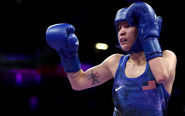 Jennifer Lozano of Team United States looks on prior to the Women's 50kg preliminary round match against Pihla Kaivo-Oja of Team Finland on day six...