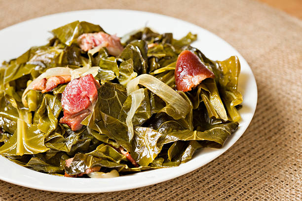 collard greens and ham - collard greens with ham stock pictures, royalty-free photos & images