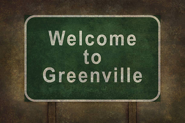 welcome to greenville roadside sign illustration - greenville north carolina stock pictures, royalty-free photos & images